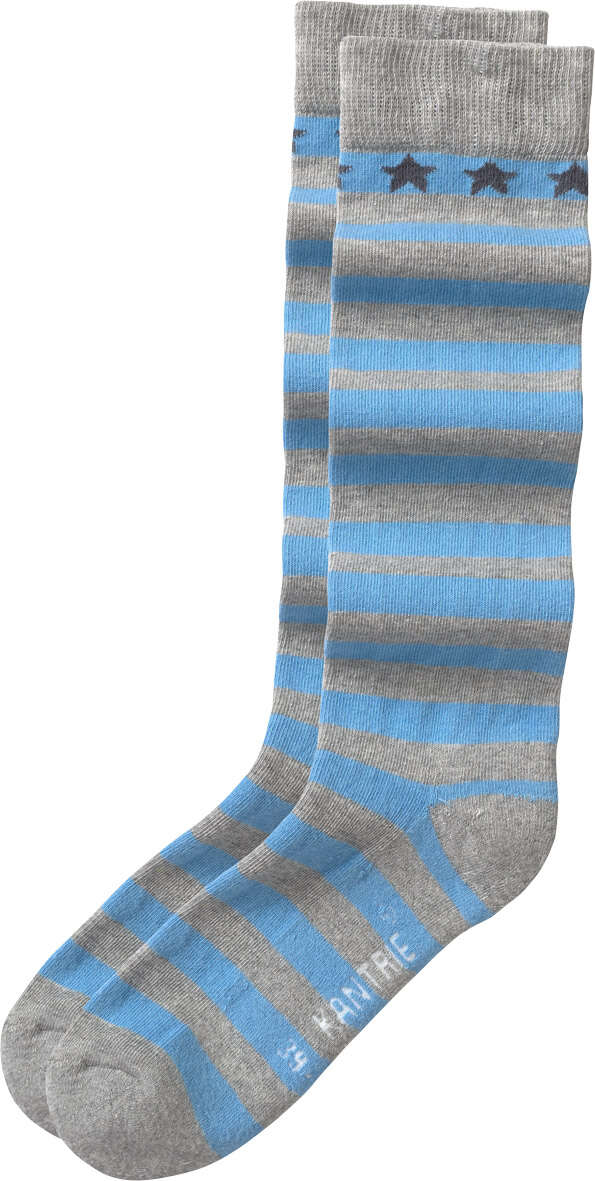 KANTRIE Kniestrümpfe, blau/grau gestreift